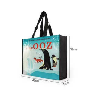 Eco-friendly Reusable PC Non-Woven Shopping Bag Manufacturer Supplier's Letter Pattern Foldable Animal Print Design Promotions