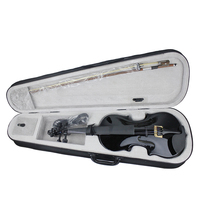HUASHENG High Gloss Electric Violin Black OEM ODM String Music Instrument Violin 4/4 for Beginner Professional