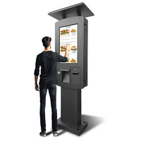 32 "l'intense luminosité noire extérieure IP65 imperméabilisent le kiosque de paiement d'ordre d'individu d'écran tactile avec le toit