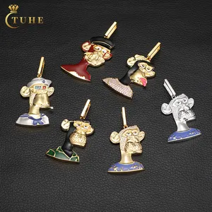 Collier pendentif singe de la metaverse en émail plaqué or 18 carats, bijoux tendance Y2K pour hommes et femmes - Product Image 1