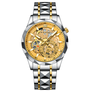 Montre à quartz squelette pour homme, en acier inoxydable, cadran ajouré, étanche, mode et affaires - Product Image 5
