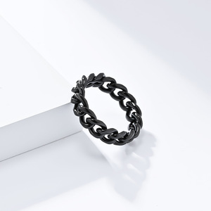 Cuban Chain Titanium Steel <b>Ring</b> Gold Black Silver Unisex Fashion Jewelry Gift - Product Image 4