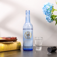 500ml ronde blauwe spuitflesjes met zwarte schroefdop voor wodka, whisky, tequila, opslag, feest, thuis, restaurant