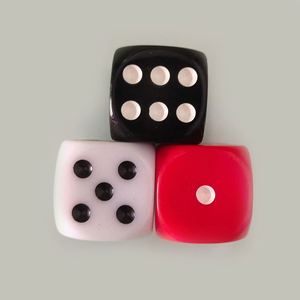 Dado acrílico grande de 25 mm con puntos, esquinas cuadradas, rojo, negro, blanco, barato de fábrica, para juegos de mesa y accesorios de D&D - Product Image 3