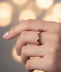 14KT Gold Certified Natural Gemstone and Natural Diamond Exquisite <b>Eternity</b> Band - Product Image 4