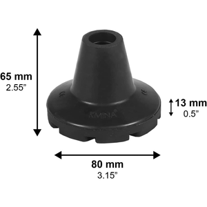 Puntas Antideslizantes para Muletas de 22 mm, 21 mm y 20 mm (x2 unidades), Férulas de Goma Negra KMINA K10034 - Product Image 5