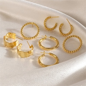 <b>Fashion</b> Jewelry Set Justop MOQ 30 Wholesale Mixed <b>Earrings</b> <b>Hoops</b> 18K Gold Plated Trendy Flower Brass Party - Product Image 1