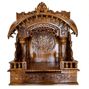 Mandir de teca maciza para el hogar, tradicional, tamaño personalizado, acabado en marrón oscuro, templo para decoración del hogar. - Product Image 6