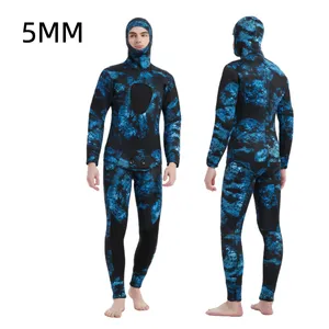 Tùy Chỉnh Camo Neoprene 2 Mảnh 3Mm 5Mm 7Mm 10Mm Hood Yamamoto Dài Tay Áo Phù Hợp Với Nam Giới Scube Miễn Phí Lặn Neoprene Lặn Wetsuits