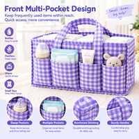 Organisateur de couches pour bébé avec poignée, panier de rangement portable pour couches et lingettes, sac organisateur pour voiture