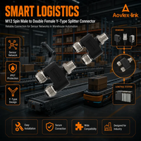 Adaptateur M12 en Y personnalisé, connecteur Y à 5 broches mâle vers double femelle, joint fileté autobloquant, adaptateur M12 en Y à trois voies