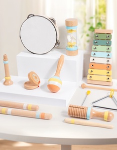 Wholesale Wooden <b>Musical</b> <b>Instrument</b> Set Wooden Toys Xylophone Tambourine Maracas Rattle 9-Piece Set - Product Image 2