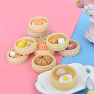 Breloques en résine de 24 mm, simulation de nourriture chinoise, petits pains vapeur, cabochons en résine Kawaii, jouets miniatures pour maison de poupée, porte-clés - Product Image 4