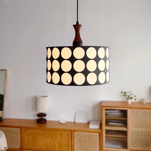 French Retro Minimalist Style Chandelier Black Walnut Polka Dot Design Vintage Lighting Fixture for <b>Dining</b> Room Pendant <b>Lights</b> - Product Image 4