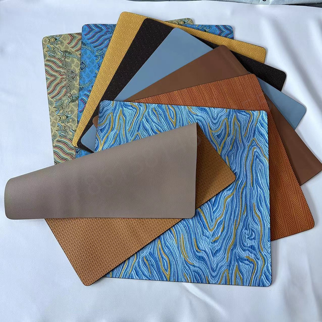 New Arrivals Synthetic Leather Mouse Pad Table Mat Desk Pad Waterproof Different Size logo Can Be Customized Water Absorption