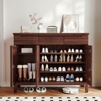 Lemari Sepatu Kayu Walnut Hitam Modern Berkualitas Tinggi dan Tahan Lama dengan Perakitan Mudah untuk Perabot Ruang Tamu