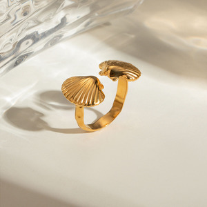 Ins thời trang mở Nhẫn PVD 18K vàng mạ thép không gỉ trang sức nhẫn vỏ cho phụ nữ - Product Image 2