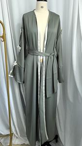 มี<span class=keywords><strong>2</strong></span>สีฟ้าสีเขียวอาบายาแบบเปิดขอบสีเงินประดับโบว์แขนเสื้อรายละเอียดเมฆปลอกนุ่มสำหรับใช้ในบ้าน - Product Image 6