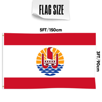 Vente en gros 3x5ft Polynésie française drapeaux 68D/100D polyester Personnaliser toutes les nations expédition rapide Fournisseur fiable livraison rapide