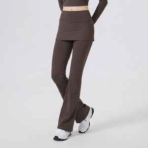 Pantalones de yoga acampanados de cintura alta para mujer al por mayor con cordón lateral, fruncido y efecto levantacola, elásticos para pilates y gimnasio - Product Image 2