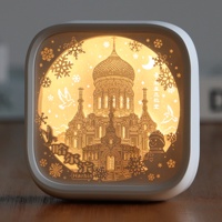 Boîte à ombres en papier découpé personnalisée avec matériau ABS/PET, forme carrée, lumière LED nocturne pour la décoration de la maison, cadeau de fête