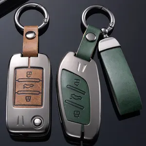 Hợp kim kẽm PU da thông minh Keychain Ví vỏ chìa khóa xe Key Fob trường hợp bìa cho roewe rx5 i5 350 750 950 llave funda Para coche