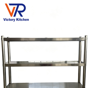 Étagère murale en acier inoxydable de haute qualité VICTORY KITCHEN, étagère de rangement à 2 niveaux, équipement de restauration, étagère de table - Product Image 1