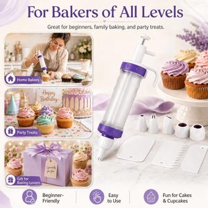 Kit de Decoración de Pasteles Dualshine con Dispensador de Jeringa, 7 Boquillas, 3 Espátulas, Herramienta para Glasear, Set para Decorar Cupcakes - Product Image 6