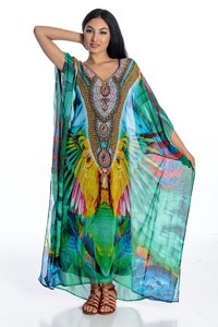Haute qualité femmes caftan à manches courtes lâche imprimé fleuri Maxi robe caftan pour les femmes grande taille tenue décontracté été caftan robe - Product Image 3