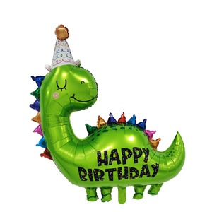 Ballon en feuille d'aluminium Dinosaure Vert Mignon Joyeux Anniversaire, Ballon en Mylar Métallique pour Décoration de Fête Dinosaure pour Enfants - Product Image 1