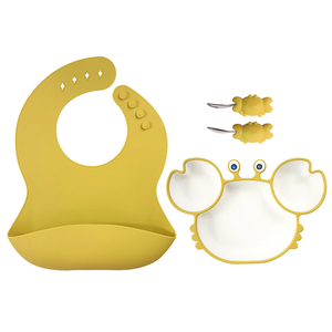Juego de alimentación para bebés de silicona sin BPA, cuchara y tenedor, plato con babero y fuerte succión, con cubiertos y logotipo personalizado. - Product Image 2