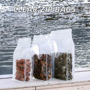 Bolsas de embalaje de polietileno transparente con cierre hermético y fondo plano, diseño de fábrica, para alimentos para mascotas, almacenamiento a prueba de humedad, pan, dulces y madera. - Product Image 1