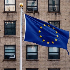 Bandera de la Unión Europea de 3x5 pies, poliéster, bandera nacional de la UE, 2 ojales de latón, doble cara, ligera, resistente a desgarros - Product Image 2