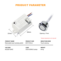 AC220V sakelar Sensor peredupan sentuh sensor gerak lampu lemari kabinet LED tertanam dapat dilepas