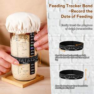 Nouveau design de pot à levain premium avec thermomètre/bande de marquage de la date/racloir/taie en tissu et couvercle en métal - Product Image 4