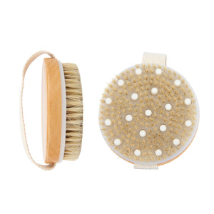 Wooden <b>Bath</b> <b>Brush</b> Round Head Natural Bristles Body Scrub For Adults - Product Image 1