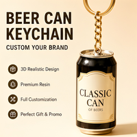 Porte-clés vintage en métal gaufré, forme mini stéréo unique, imitant une vraie canette de boisson/bière, breloque cadeau