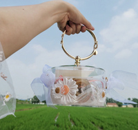 Boîte à fleurs de mariage ronde transparente en acrylique de luxe avec couvercles, boîtes à bonbons, boîte à bijoux en acrylique transparent