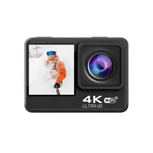 กล้องวิดีโอแอ็กชันขนาด2นิ้วจอคู่4K Wi-Fi กันน้ำสำหรับกลางแจ้ง