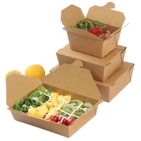 Boîtes à emporter en papier kraft brun biodégradable, contenants alimentaires jetables avec poignée pour restaurant, traiteur, livraison
