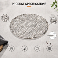 Grille de barbecue ronde légère en acier inoxydable à poignée unique, prix fabricant, personnalisable, pour camping, randonnée, extérieur