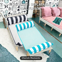 Pour flotteur de piscine gonflable Monterey 4-en-1 en PVC 45,5x26 po, lot de 2, pour adultes, breveté, épais, anti-adhésif, bleu clair/bleu marine/blanc