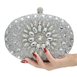 Lady çiçek şekilli Rhinestone el çantası için lüks kristal elmas akşam balo çanta - Product Image 1