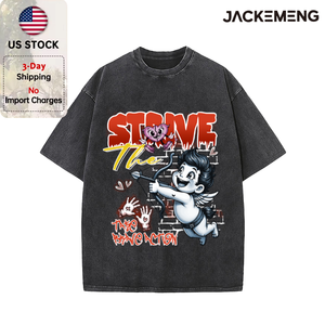 T-shirt Oversize Lavata Stile Streetwear Retrò Strive Cupid - Maglietta Hip Hop a Maniche Corte - Disponibile all'Ingrosso dal Magazzino Locale USA - Product Image 1