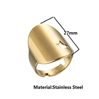 Mode Edelstahl Ring Persönlichkeit Retro Stern Mond breiten Ring 18 Karat Gold Männer und Frauen Paar Ring Schmuck Großhandel