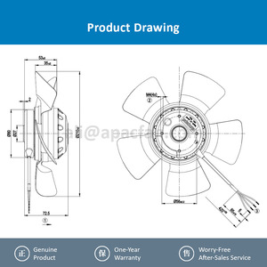 ebmpapst A2E250-AE65-01 250mm 115W 230V <b>AC</b> 0.13A 2550RPM Ball Bearing Inverter Servo Motor Axial Cooling <b>Fans</b> - Product Image 2