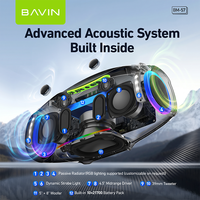 Enceinte de fête BAVIN BM57 450W avec deux micros sans fil, batterie 40000mAh, BT5.3, Boombox portable d'extérieur, lumière RGB, karaoké, lampe torche, OEM