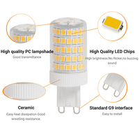 Ampoule LED G9 8W 220-240V 2700K-6500K Lumière du jour 880lm CRI>80 Non dimmable Lampe LED G9 pour la décoration de la maison