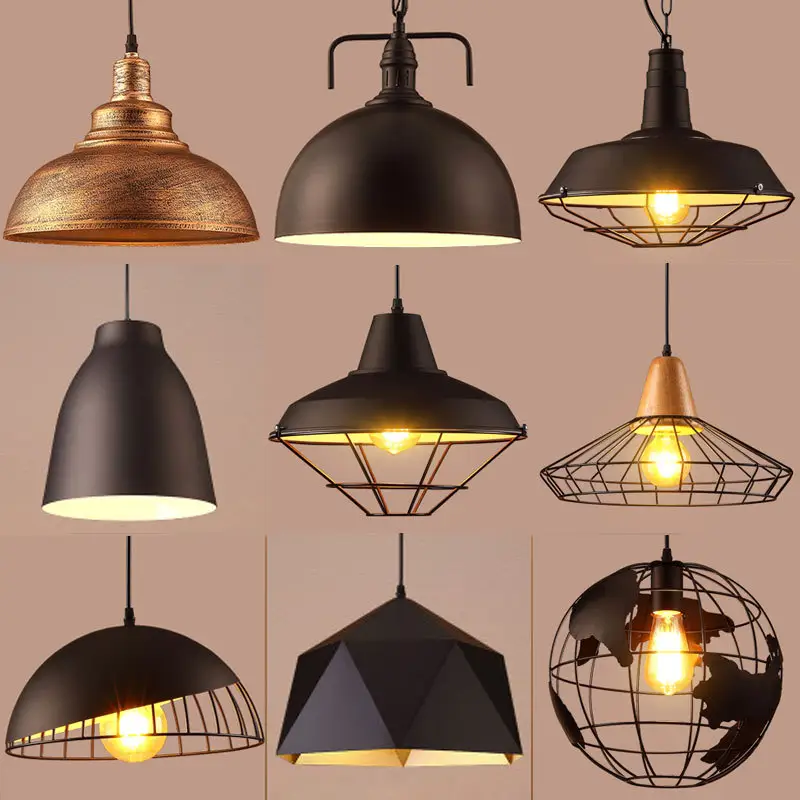 COYOLED Nordic Industrial Iron Hanging Lamp Indoor Lighting E27 Base 30 cm / 11.7 inch pendant light