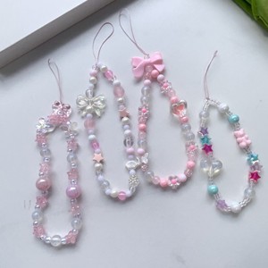 Bracelet à perles en forme de cœur mignon, nœud papillon coloré en acrylique, fleur, papillon, perle douce, accessoires pour <span class=keywords><strong>coque</strong></span> de téléphone portable, chaîne anti-perte - Product Image 4